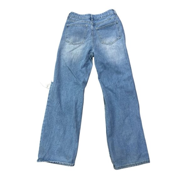 Shein Jeans Women's 4 Blue Light Wash High Rise Wide Leg Jeans Butterfly - Picture 4 of 7